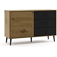 Mc Haus UMMA - Aparador Comedor de Madera Negro- Mueble Cómoda de almacenaje- Buffet Salon Armario de diseño con 1…
